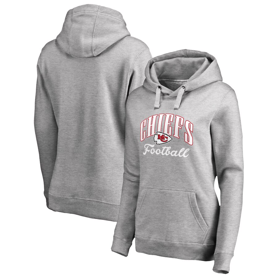Kansas City Chiefs NFL Pro Line by Fanatics Branded Women Victory Script Plus Size Pullover Hoodie  Heathered Gray